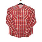Roper Womens Size XL Western Pearl Snap Shirt Red Plaid Long Sleeve Embroidered