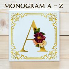 Framed Canvas Wall Art Painting Prints Floral Monogram Alphabet A-Z MONO006
