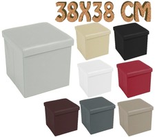 Pouf Puff Panca Ecopelle Sofa Contenitore imbottito in pelle sintetica 38X38 CM