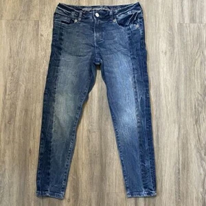 Gymboree Cropped Skinny Adjustable Waist Two-Tone Wash Blue Jeans Kids Girls 10 - Picture 1 of 8