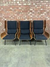 3 X GUS ELK CLASSIC WINGBACK CHAIR UPHOLSTERED IN BLACK FABRIC  COLLECTION ONLY