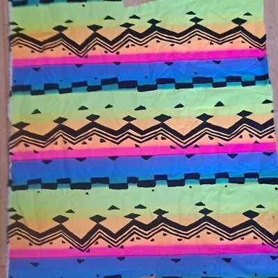 Vtg 1980's Fabric Bright Neon Colors Polyester Nylon Remnant 33" X 14" Abstract  - Image 1 of 4
