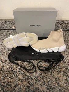 Women's Size 7 Balenciaga Speed 2.0 Beige in Box SPB-JB 337694 - Picture 1 of 10