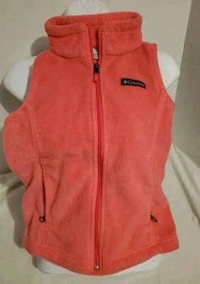Chaleco polar Columbia cremallera completa melocotón (naranja) bolsillos con cremallera para jóvenes niñas talla S Foto 1 de 3
