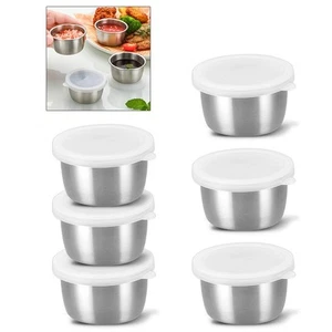 6pcs Kitchen Mixing Bowls in Stainless Steel with Airtight Plastic Covers - Picture 1 of 12