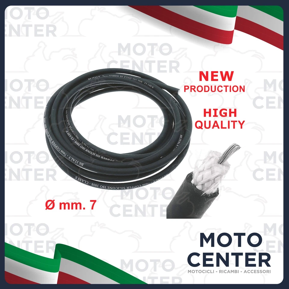 CAVO CANDELA NERO SCHERMATO IN SILICONE CLASSE E - ø mm.7 - Immagine 1 di 1