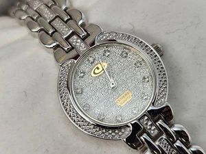 Women's Cenere Silver Tone Diamond Dial Wrist Watch Swiss Parts - New Battery - Picture 1 of 7