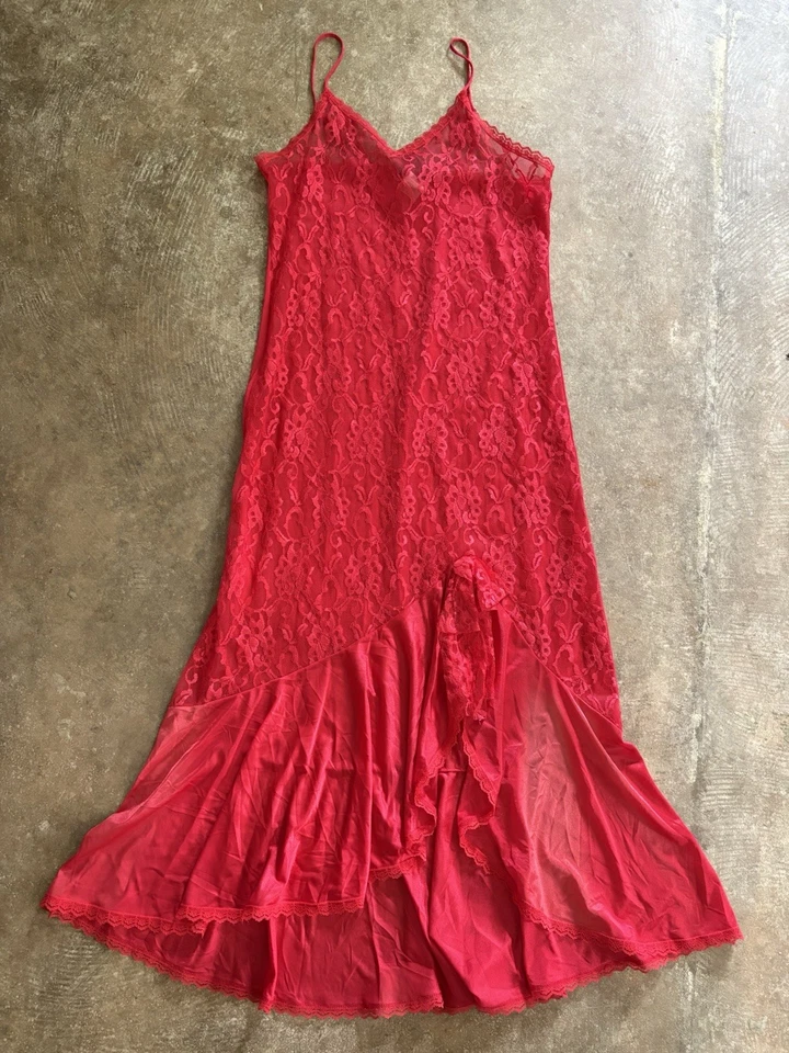 Vintage The International Boutique By Undercover Wear Red Lace Nightgown M Slip - Image 1 of 4
