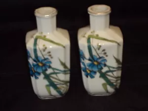 Limoges Pair of Hand Painted Floral Porcelain 4.5" Bud Vases - Picture 1 of 5