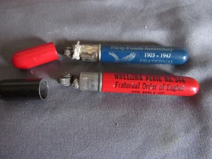 2 Vintage Lot Tube lighters Wheeling Fraternal Eagles 44 anniv. & 3rd Convention - Picture 1 of 7