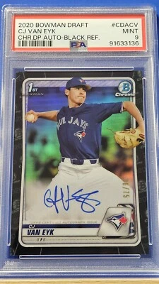 CJ Van Eyk - 2020 Bowman Draft Chrome Autograph Black Refractor   PSA 9  #36/75 - Image 1 of 3