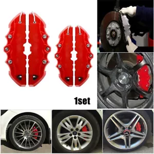 4PCS 3D Red Car Universal Disc Brake Caliper Covers Front & Rear Accessories Kit - Picture 1 of 12