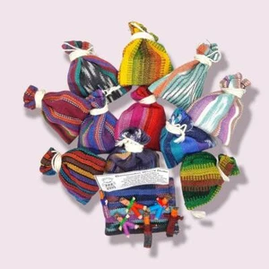 Guatemalan Worry Dolls in Pouch Wholesale of 12 Multi Colour Bags Fair Trade - Picture 1 of 5