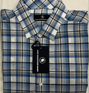 New Hart Schaffner Marx Men's Long Sleeve Shirt Blue Plaids Size L $21.50 - Picture 1 of 3