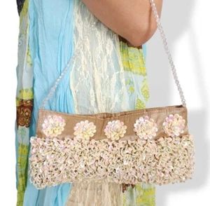 Irridescent beaded hand bag purse Minibag disco Formal Prom Wedding Evening Y2K - Picture 1 of 9