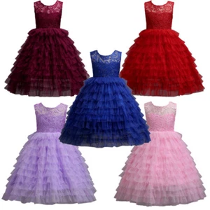 Girls Kids Princess Wedding Pageant Bridesmaid Birthday Party Formal Long Dress - Picture 1 of 26