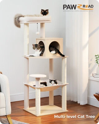 PAWZ Road Wood Multi-Level Cat Tree Tower Sisal Scratching Posts with Condo Ball - Image 1 of 2