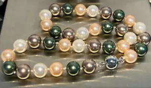 Muschelkernperlen Collier Kette multi Länge 50 cm ! Magnet ! Perlen 12 mm 121 - Bild 1 von 1
