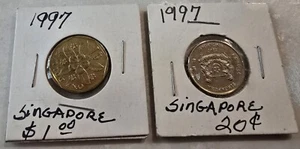 2 SINGAPORE COINS ONE DOLLAR ONE 20 CENTS BOTH 1997 - Picture 1 of 13