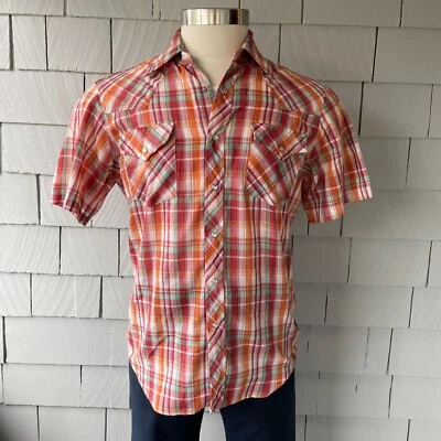Camisa de algodón de manga corta a cuadros oxidados Sears Western Wear años 70 vintage talla M Foto 1 de 4