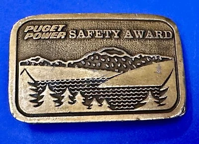 Puget Power Electric Gas Natural Company Premio de Seguridad Hit Line Hebilla de Cinturón Foto 1 de 4