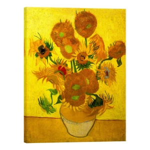 Large Canvas Wall Art Vase with Fifteen Sunflowers by Van Gogh Classic Paintings - Picture 1 of 8