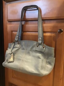 TIGNANELLO LIGHT BLUE GENUINE LEATHER SHOULDER BAG TOTE HOBO PURSE UNUSED - Picture 1 of 10