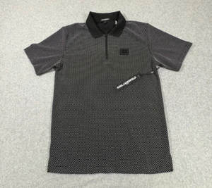 Camisa Karl Lagerfeld Nueva Con Etiquetas Para Hombre Pequeña Negra Manchada Transpirable Elastizada Cremallera Logo - Imagen 1 de 7