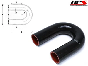Manguera de tubo acoplador de codo curva en U de silicona 180 grados HPS 2,75" 70 mm 4 capas NEGRA - Imagen 1 de 1