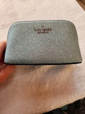 Kate Spade морозный небесно-голубой мишуры блестящий купол застежки макияж сумочка сумка новый  - Изображение 1 из 4