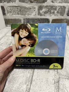 NEW 3 M-Disc BD-R Permanent Recordable Blu-ray Disc Storage 25 GB 4X Memories - Photo 1/2