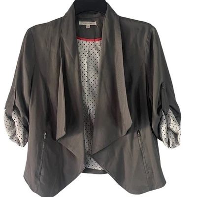 41 Hawthorn Size Small Grey Office Career Drape Front Moto Open Front Blazer - Image 1 of 4