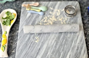 38cm x 38cm Marble Pastry & Cutting Board with Marble Rolling Pin β 9kg Heavy - Picture 1 of 12