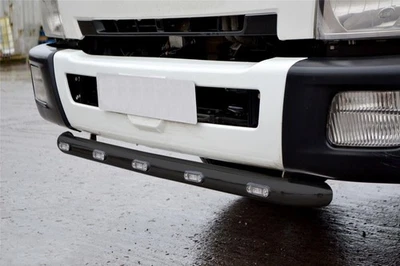 Schwarz Edelstahl Vorne Low Stoßstange Spoiler Stange + LED x5 Für DAF Cf 2014 + - Bild 1 von 4