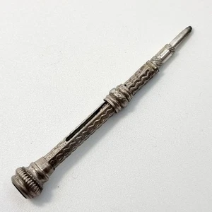 VICTORIAN MINIATURE 1½" Inch WHITE METAL SLIDING MECHANICAL PENCIL RARE EXAMPLE - Picture 1 of 16