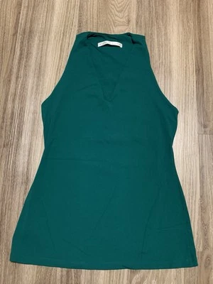 Susana Monaco Women’s Green V-Neck Racerback Tank Top Built-In Bra L - Image 1 of 4