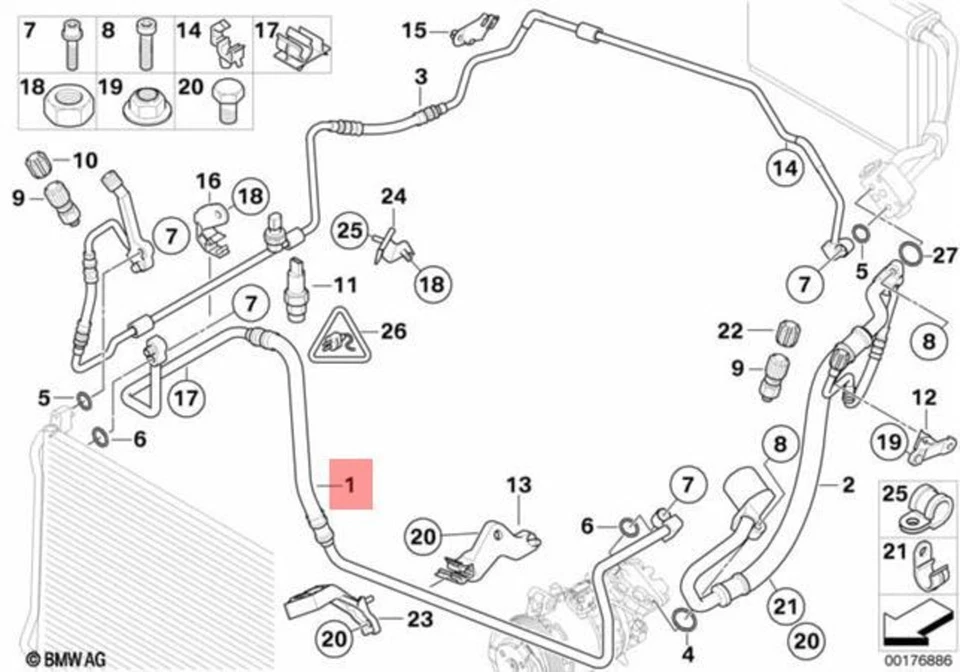 Manguera de descarga de refrigerante original BMW E82 E84 E88 E90 OEM 64509223325 Foto 1 de 1