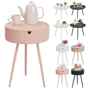 Modern Round Table Side Table Minimalist Table for Small Space (H)16 - 22 inch - Picture 1 of 23
