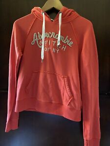 Juniors womens Abercrombie Hooded Sweatshirt Hoodie Size small coral orange EUC