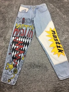 VTG Mastik Custom Painted Jeans Womens Size 9/10 - 11/12 Medium Blue Denim - Bild 1 von 23
