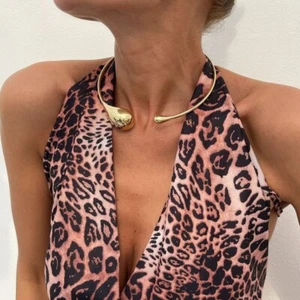 wire choker Teardrop cuff chunky irregular choker necklace gold or silver - Picture 1 of 9
