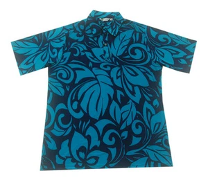 Hawaiian Iolani Pono Turquoise Polyester Knit Pull Over Men Aloha Shirt-M,L,XL - Picture 1 of 2