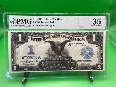 1899 $1 Silver Certificate Blue Teehee Burke Fr# 233 PMG VF35 - Image 1 of 4