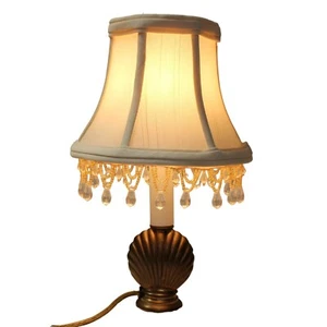 Boudoir Lamp Bedroom Brass Shell Shaped Base Approx 9-10" T - Picture 1 of 4