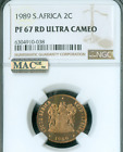 1989 AFRIQUE DU SUD 2 CENTS NGC PF67 RD UCAM MAC SANS TACHE *