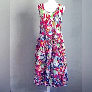 Dress Addict Multicolor Sleeveless Cotton Crinkle Dress NWT Size Medium - Picture 1 of 6