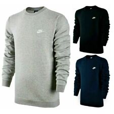 Nike Men's Sweatshirt Long Sleeve Fleece Embroidered Logo Club Crewneck Pullover Black S