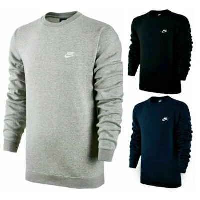 Nike Men's Sweatshirt Long Sleeve Fleece Embroidered Logo Club Crewneck Pullover - Image 1 of 4