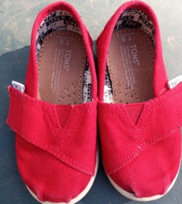  全新 婴儿 TODDLER TOMS 小经典红色帆布 原装 尺寸 5T — 第 1/2 张图片