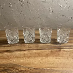 Cut Crystal Glass 4” Set Of Four Vintage - Picture 1 of 7